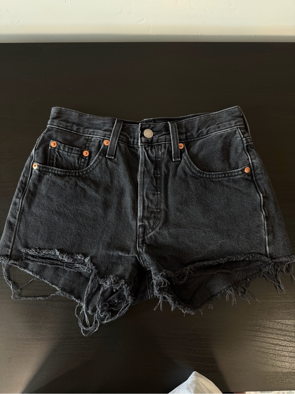 Levi's Black Distressed Cutoff Denim Shorts